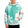 thumbnail image 2 of Nwiuh Girls Tie Dye Sweatshirts Loose Casual Hoodies Long Sleeve Pullover Hooded Tops with Pockets (Green, 7-8 Years), 2 of 4