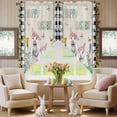 thumbnail image 5 of Happy Easter Rabbits Swag Valance Curtains Spring Pink Flower Egg Butterfly Black Plaid Rod Pocket Swag Curtains Small Window Treatments for Kitchen Bathroom Bedroom 36" W x 45" L, 2 Panels, 5 of 9