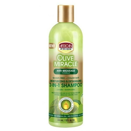 African Pride Olive Miracle 2 in 1 Hair Shampoo & Conditioner 12 oz 2 Pack
