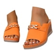 thumbnail image 3 of Slippers for Women,Slippers Stylish Platform Sandals With Metallic Decoration Open Toe Beach And Casual Footwear For Summer,Womens Slippers,Orange,9, 3 of 9