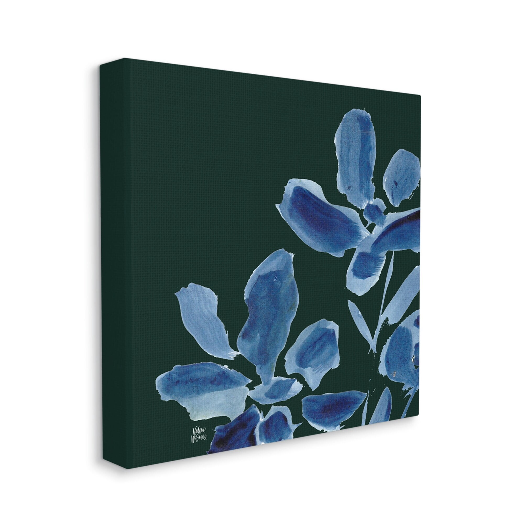 Stupell Industries Modern Blue Flower Petals Casual Botanical Brushstrokes Graphic Art Gallery Wrapped Canvas Print Wall Art, Design by Valerie Wieners