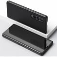 thumbnail image 2 of Compatible with Samsung Galaxy Z Fold 4 Case with Kickstand Leather Clear View Makeup Mirror Design Glitter Luxury Shockproof Protective Flip Case for Samsung Galaxy Z Fold 4 Mirror Black QH, 2 of 12