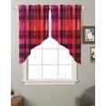 thumbnail image 2 of Red Purple Swag Valances for Windows, Modern Striped Plaid Abstract Oil Painted Rod Pocket Sheer Valances for Small Windows, Swag Toppers Light Filtering for Kitchen Living Room 2 Panels 36''x36'', 2 of 6