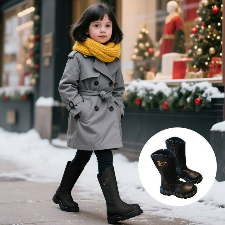 XIYON Girls Boots For Toddler Girls Glitter Pearl Chain