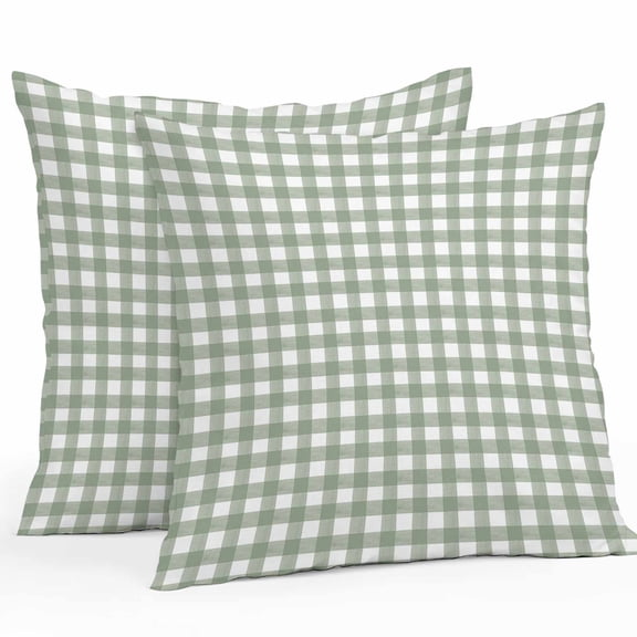 Throw Pillow Covers 26x26 Inch Set of 2, Sage Green Buffalo Plaid Waterproof Outdoor Pillow Covers, Farmhouse Green White Checkered Decorative Cushion Pillowcases for Couch, Sofa, Bed, Garden, Patio
