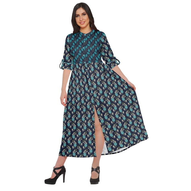 Moomaya Kurta Imprimée Tenue d'Été Kurti pour Femmes Tunique à Fente avant