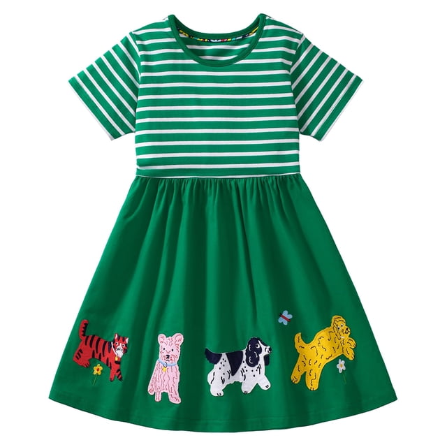 Vestido de algodón para niña pequeña FreeLu, vestido con dibujos animados