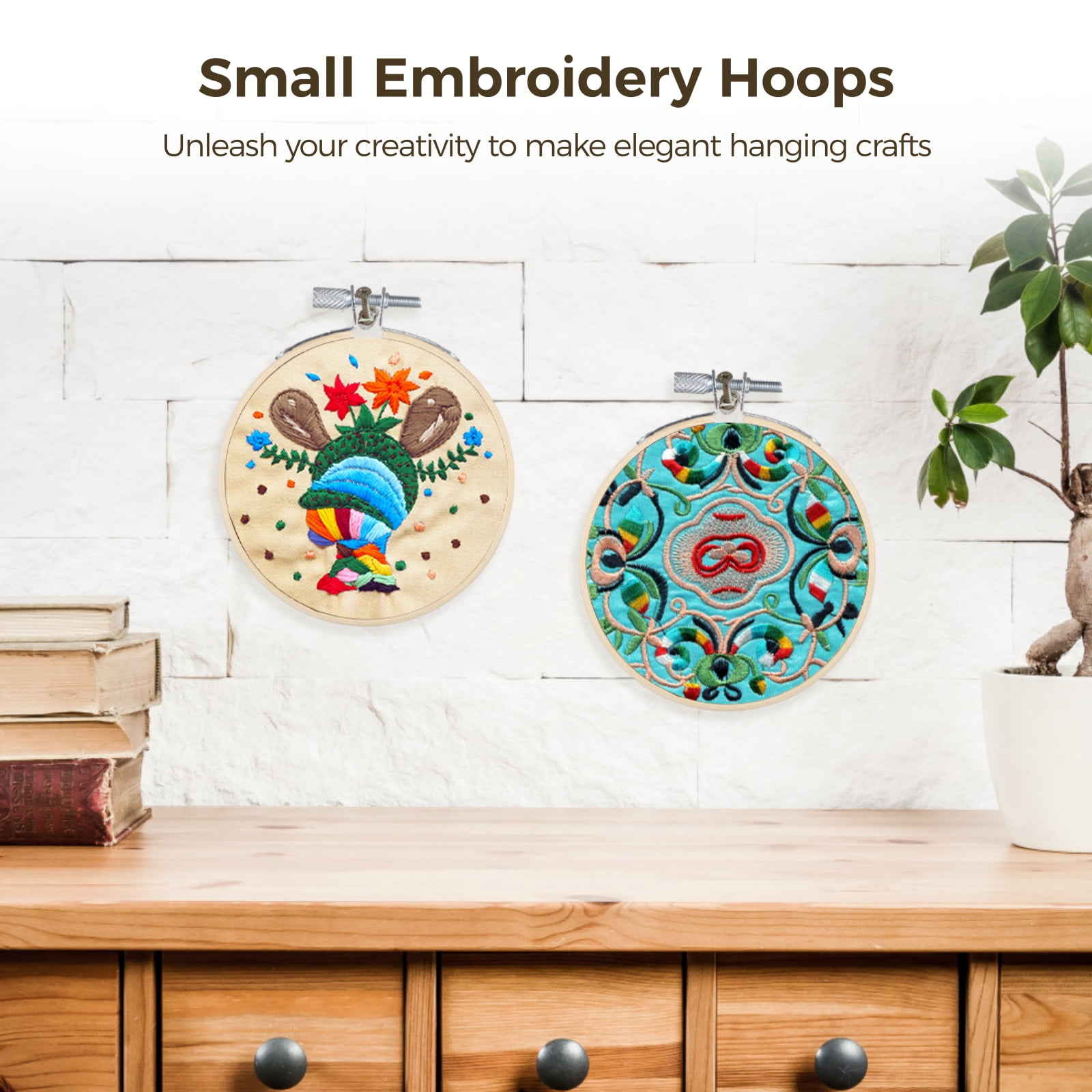 36 Pcs Small Embroidery Hoops, 3 Inches Adjustable Wooden Craft Hoops with Brass Screws, Small Cross Stitch Hoop Rings for Embroidery, Quilting, and Crafts