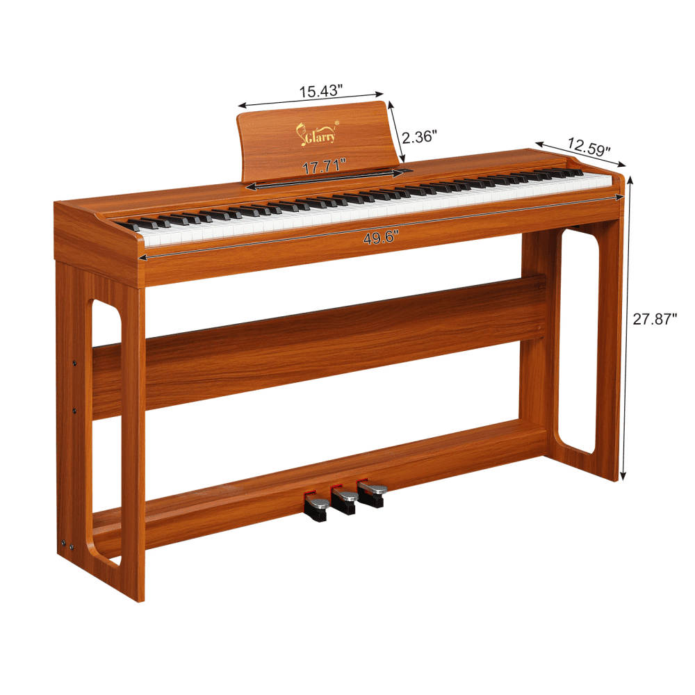 Tcbosik Digital Piano Keyboard 88 Keys with Stand, Beginner Home Piano with Headphone, Power Adapter and Triple Pedals, Walnut