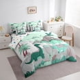 thumbnail image 3 of Homewish Green Dino 7 Pieces Bedding Comforter Set for Boys Girls,Cartoon Animal Dinosaur Full Bedding Set Lightweight,Botanical Plants Fitted Sheet Flat Sheet,Ultra Soft Home Decor,Reversible, 3 of 8