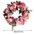 thumbnail image 2 of Garland Pink Peony Wreath Decoración de flores artificiales Puerta colorida Decoración para colgar en la pared Jumpingount HA9078-00B, 2 of 6