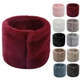 thumbnail image 4 of Winter Furry Plush Neck Warmer Solid Color Windproof Buttons Circle Loop Scarf Neckerchief winter gloves Black, 4 of 4