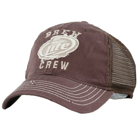 Miller Lite Trucker Hat and Flip-Flop Sandal Set Brown M-XL Adjustable Cap Beer