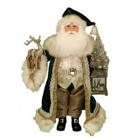Karen Didion Originals Lighted Woodland Emerald Santa Figurine, 17 Inches