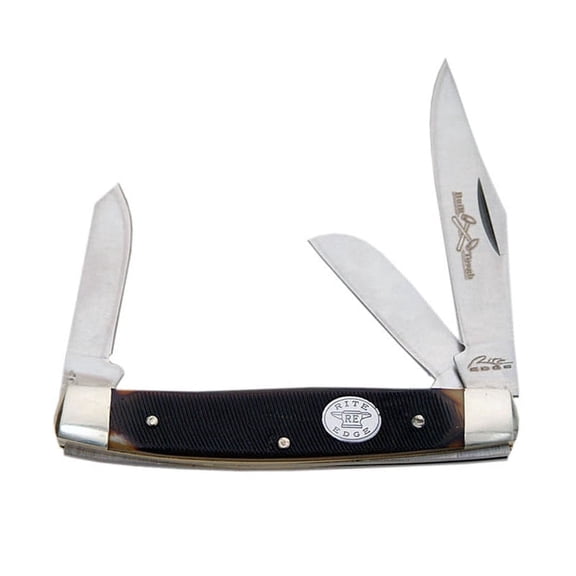 SZCO 3.5" Folding Knife, Triple 420J2 Stainless Steel Blades with Brown Textured Handle, Classic Multi-Purpose Pocket Tool for Hunting and Camping