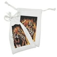 thumbnail image 2 of Safari Fabric Pouch Set of 2, Power Tiger Hunter Forest King Beast Stripes Furry Large Animal Print, Small Drawstring Bag for Toiletries Masks and Favors, 9" x 6", Orange White and Black, by Ambesonne, 2 of 2