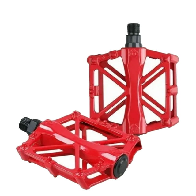 Mountain Bike Pedals, Hollow Design Aluminum Alloy Bike Pedal Set for Replacement Black,Red