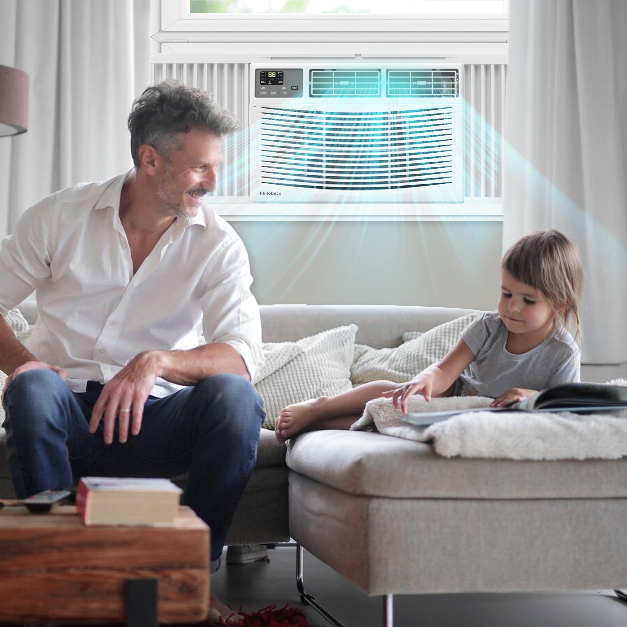 Window Air Conditioner 8000 BTU 350 Sq. ft. Intelligent, LED Display Screen, with Remote Control,Ac Can Be Used as a Dehumidifier/Fan, Operates Quietly, Energy-Saving. Timer/Sleep and ECO