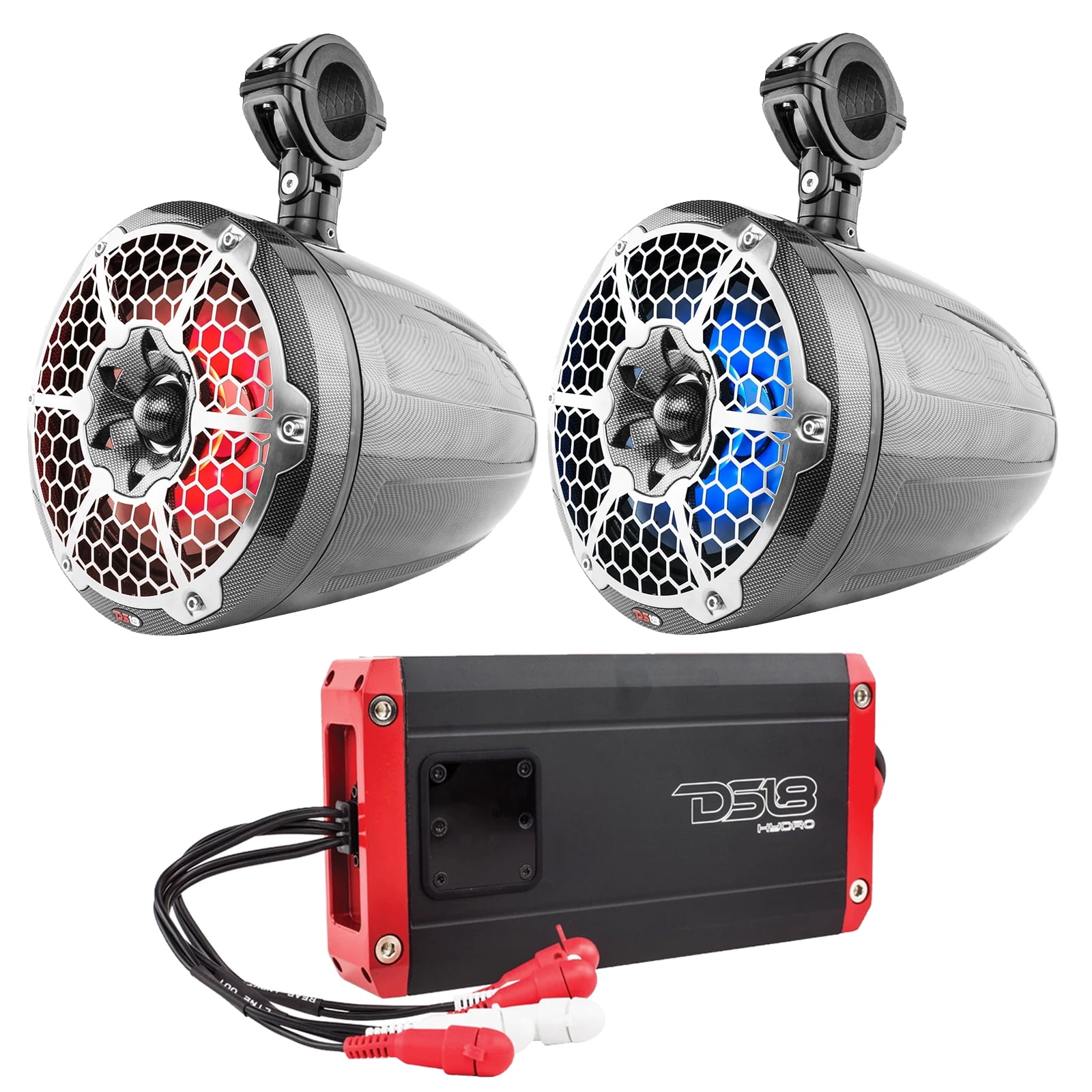 Boat Audio Package 900 Watts Marine Wakeboard Tower 10" POD Speaker w
