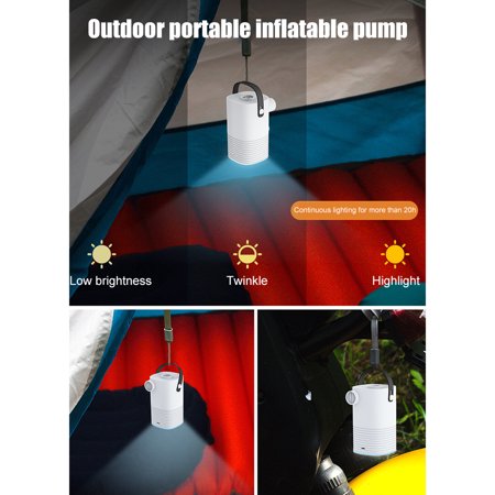 Jinveno 3 in 1 Air Pump USB Charging Camping Light Air Pump Led