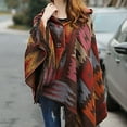 thumbnail image 5 of Poncho con flecos estilo bohemio informal para mujer, cárdigan holgado con estampado vintage para clima frío, manta navideña, bufanda, regalos, 5 of 5