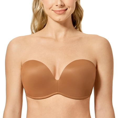 

Women s Slightly Lined Lift Support Invisible Seamless Plunge Strapless Bra