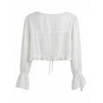 thumbnail image 4 of Forever 21 WGA Long Sleeve Blouse With Ruffle Detail, Color- White, Size- S, 4 of 5