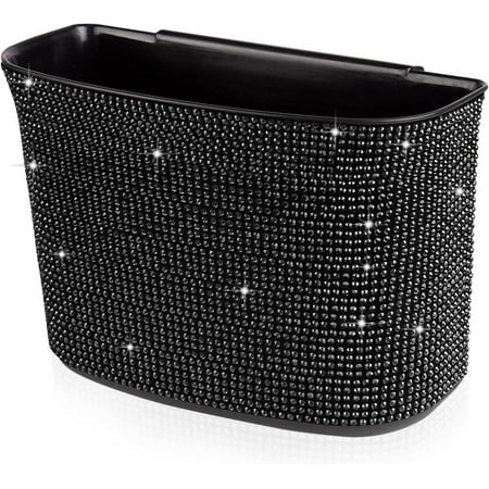 Car Trash Can Bling Crystal Auto Storage Pockets,100% Leak Proof Car Trash Container Bin Car Garbage Bag Hanging for Backside/Gearshift/Center Console