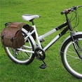 thumbnail image 2 of Canvas Bike Double Pannier Bags Water Resistant Rack Large Pockets Khaki, 2 of 8
