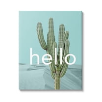 Stupell Industries Bold Hello Cactus Greeting Blue Desert Dunes Graphic Art Gallery Wrapped Canvas Print Wall Art, Design by J. Weiss
