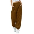 thumbnail image 3 of Kelon Womens Sweatpants 2025 Fall Baggy Wide Leg Sweatpant Fleece Lined Straight Leg Sweat Pants Brown, 3 of 8