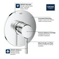 thumbnail image 3 of GROHE 14468000 Concetto Pressure Balance Valve Trim with Cartridge, Starlight Chrome, 3 of 7