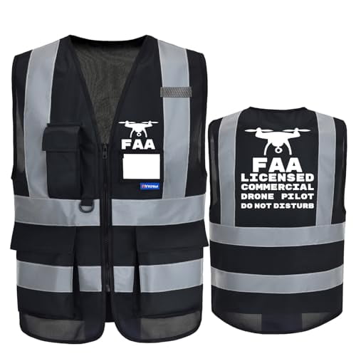 A-SAFETY Reflective Security Safety Vests Heavy Duty with 7 Pockets and Front Zipper