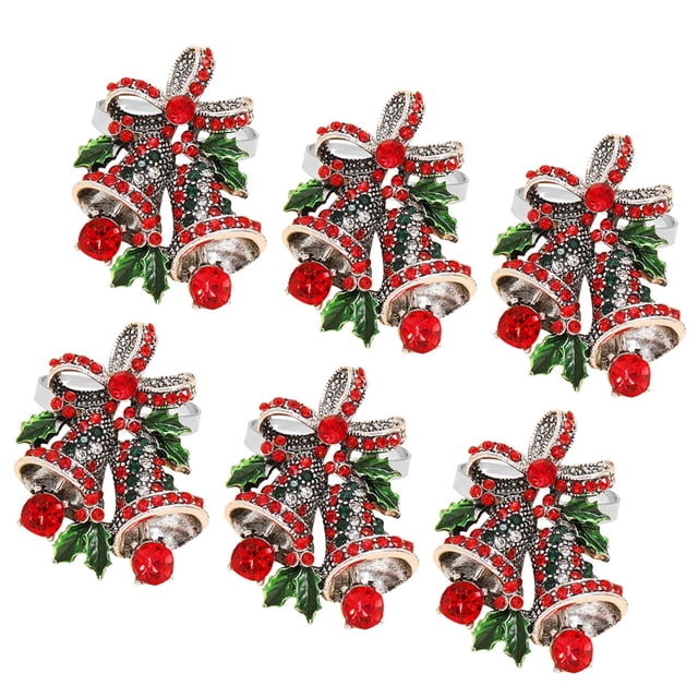 OULII 6pcs Napkin Holders for Cloth Napkins Red Alloy Table Decoration Dining Table Accessories