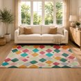 thumbnail image 2 of Gelasgo Colorful Geometric Velvet Area Rug, Diamond Pattern Decorative Carpet, Soft Indoor Floor Mat for Bedroom Living Room Nursery Dorm Office Home Decor, 2 of 5
