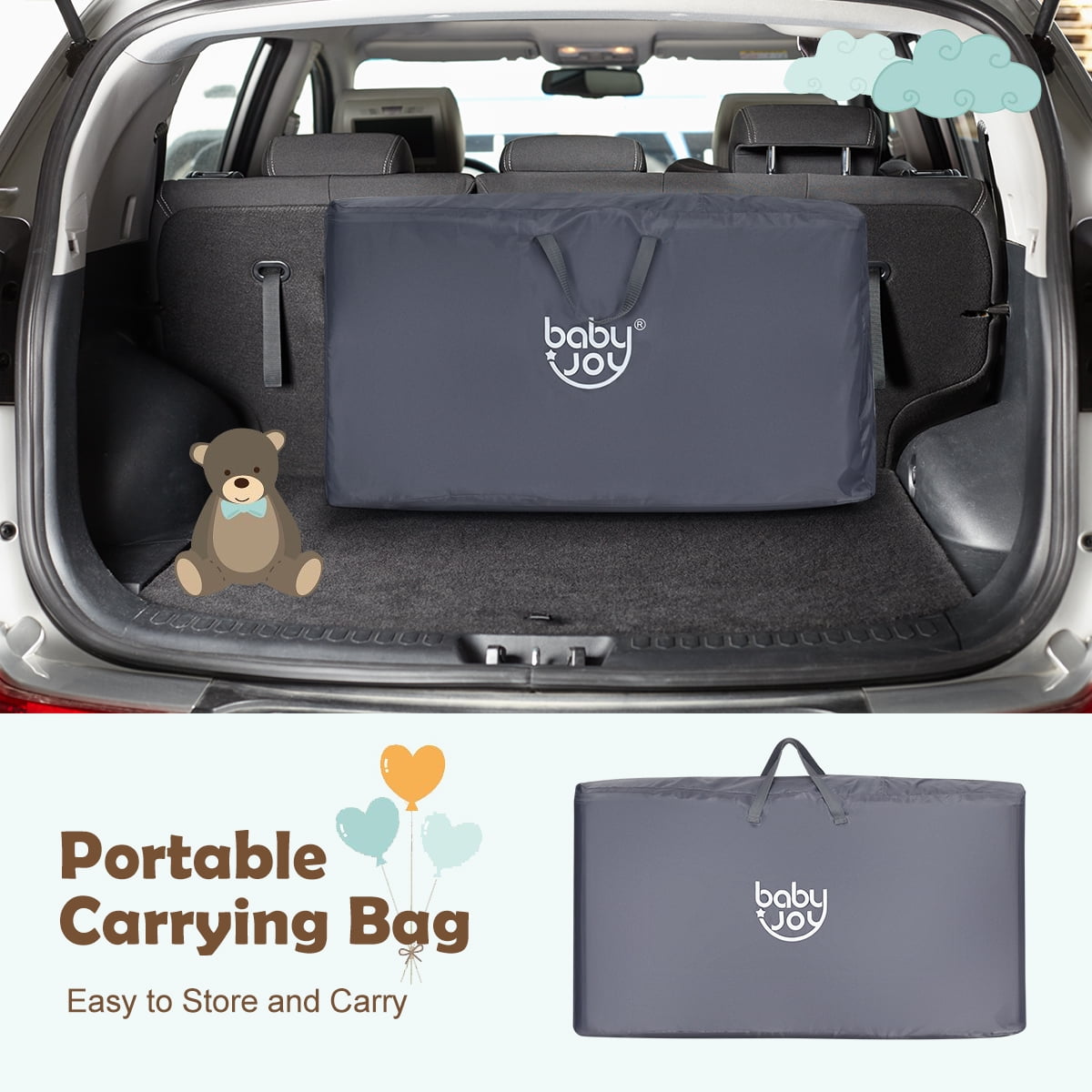Costway Baby Playard Bassinet Bed Side Crib Infant Sleeper Breathable Mesh with Carrying Bag Gray