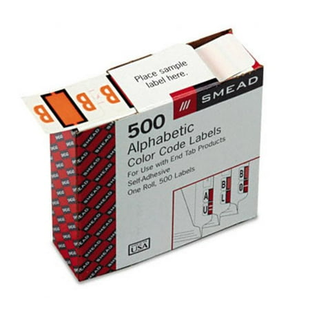 Smead 67072 A-Z Color-Coded Bar-Style End Tab Labels Letter B Light Orange 500/Roll | Walmart Canada