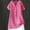 Hot Pink, variant on Swuxness Women Short Sleeve Casual T Shirts, Spring and Summer Long Tops, Ladies V-Neck Solid Color Button Comfy Fashion Loose Pullover Tee Beige, XXL