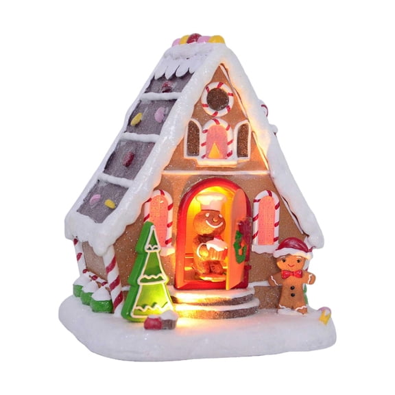 MERIGLARE Gingerbread Village House Collectible Building Christmas Decoration with Light and Music for Desk, Tabletop, Holiday, Mantel