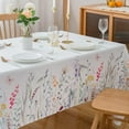 thumbnail image 4 of Summer Floral Tablecloth 60" X 84" Oblong/Rectangle Tablecloth - Wild Flower Butterfly Polyester Table Cover Reusable Water Resistant for Picnic Party Dinner Holiday Table Décor, 4 of 6