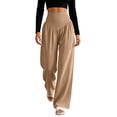 thumbnail image 2 of VBVC Women's High V-Waist Pleated Yoga Pants , Wide Leg Trousers For Women , Ladies' Stretchy Lounge Bottoms with Pockets, S-2XL, 2 of 8
