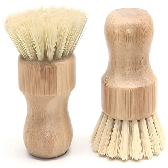 ACDANC 2026 New Palm Pot Brush- Bamboo Round Mini Dish Brush Natural Scrub Brush Durable Scrubber Cleaning Kit Cleaning Pots,Pans and Vegetables