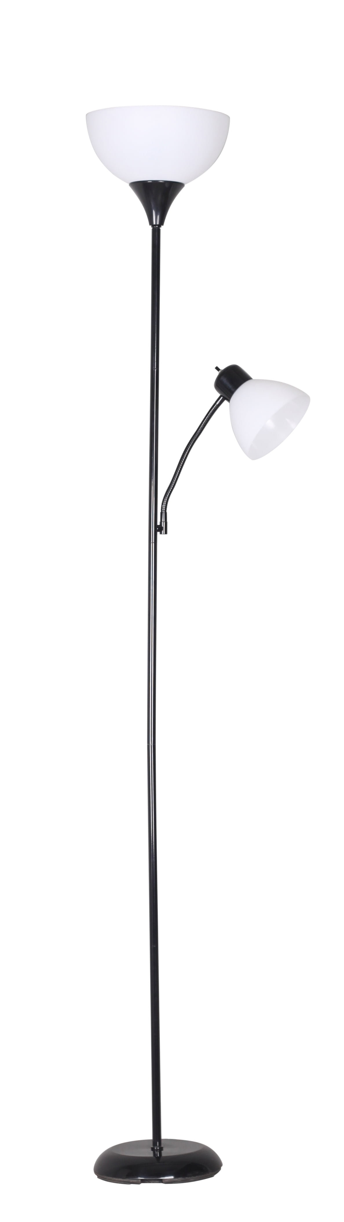 72 Inch Floor Lamp With Additional Adjustable Reading Lamp Combo Lightning Black