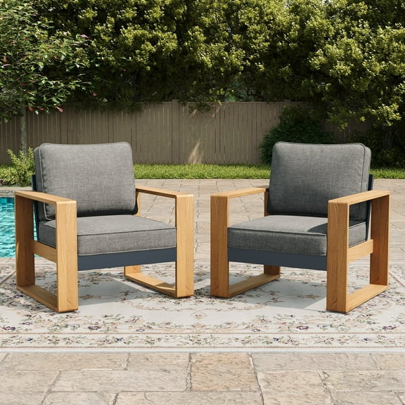 LayinSun Aluminum Patio Furniture Set 2 Chair, Oversized Seat with Hight Back, Outdoor Conversation Sets for Porch, Balcony, Deck