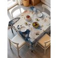 thumbnail image 6 of Vintage Blue Floral Table Cloth, Waterproof Tablecloth for Square Tables, Butterflies Watercolor Flower Tan Reusable Washable Fabric Table Cover for Restaurant Kitchen Dining Tables 54"x54", 6 of 9