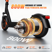 OBX Electric Scooter for Adults, 500W Motor 21MPH 22Miles Range,10 Pneumatic Tires & APP Control, Foldable Commuting E-Scooter with Front Suspension