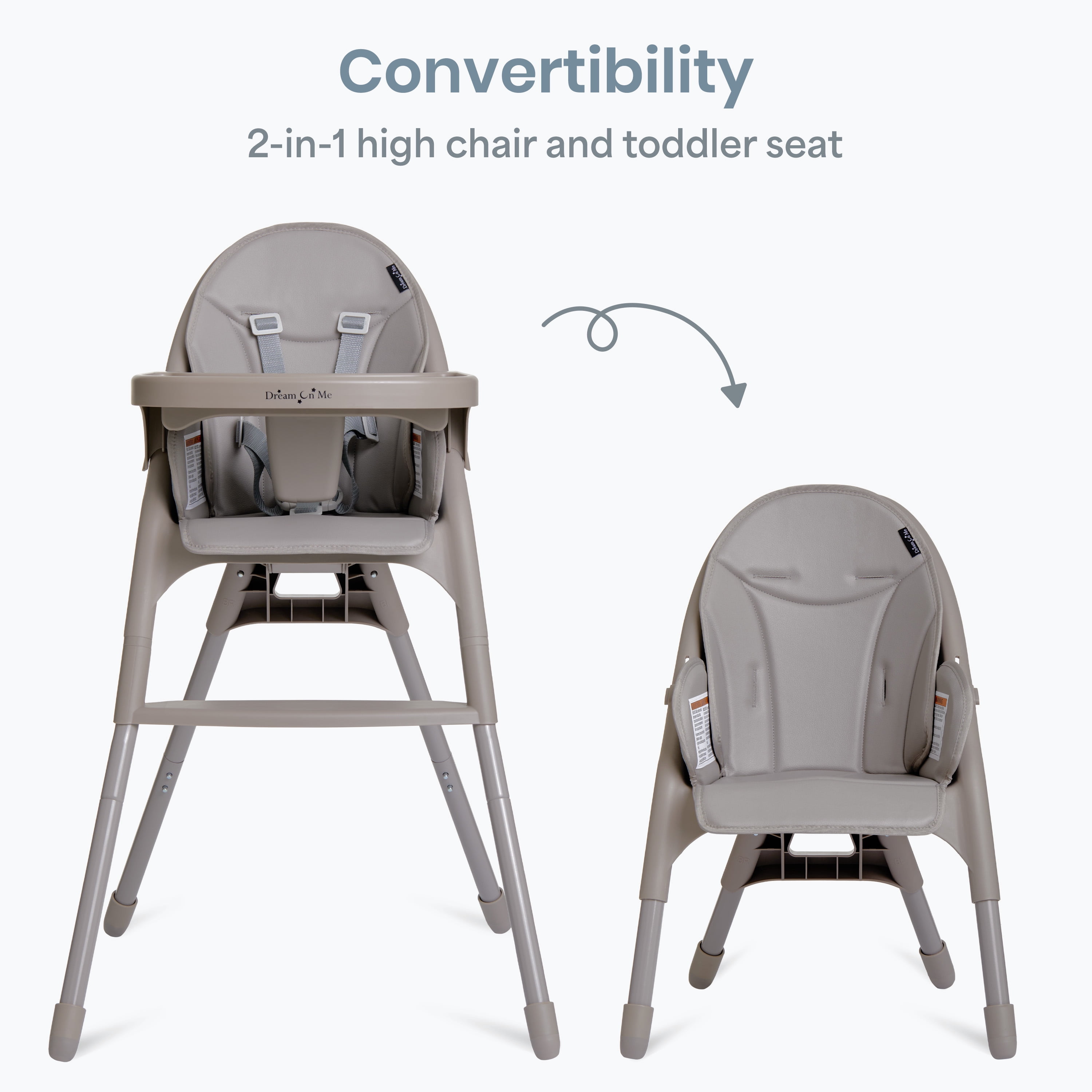 Dream On Me Chomper Champ 2-in-1 Highchair, Cloud Gray