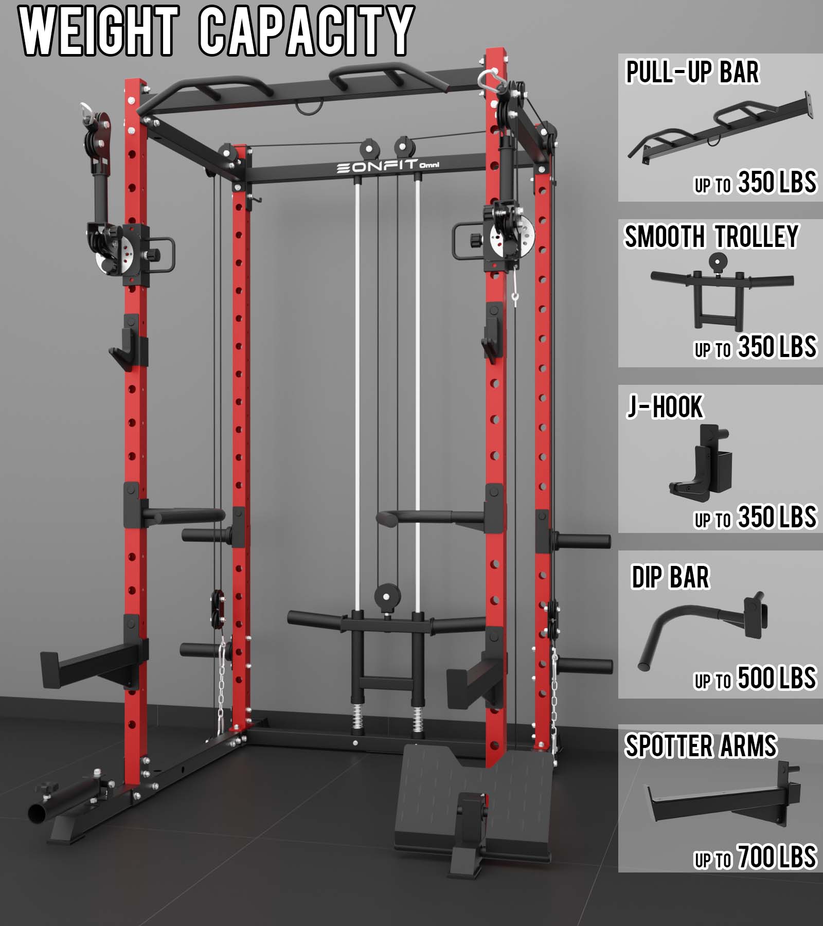 Eonfit E2 Power Cage with 3D Rotation Arms - Multi-Functional Power Rack for Home Gym. 1500lb Squat Rack for Home Gym. Pulley System for Cable Crossover & LAT Pulldown