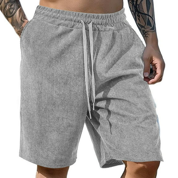 Mens Shorts Summer Solid Color Stylish Flannel Casual Comfortable Breathable Gym Shorts Men Activewear,Gray,S