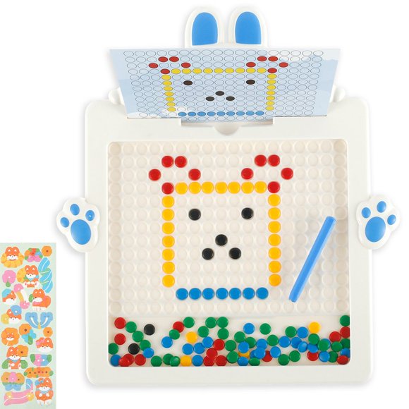 Magnetic Drawing Board for Toddlers Colorful Magnet Beads Drawing Board with 10 Double Sided Cards and Pen Montessori Educational Preschool Toy for Boys Girls Over 3 Years Old